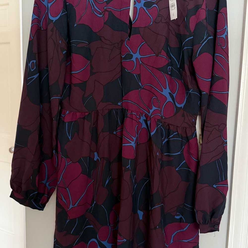 Floral Black and Purple Women's Dress Loft Outlet